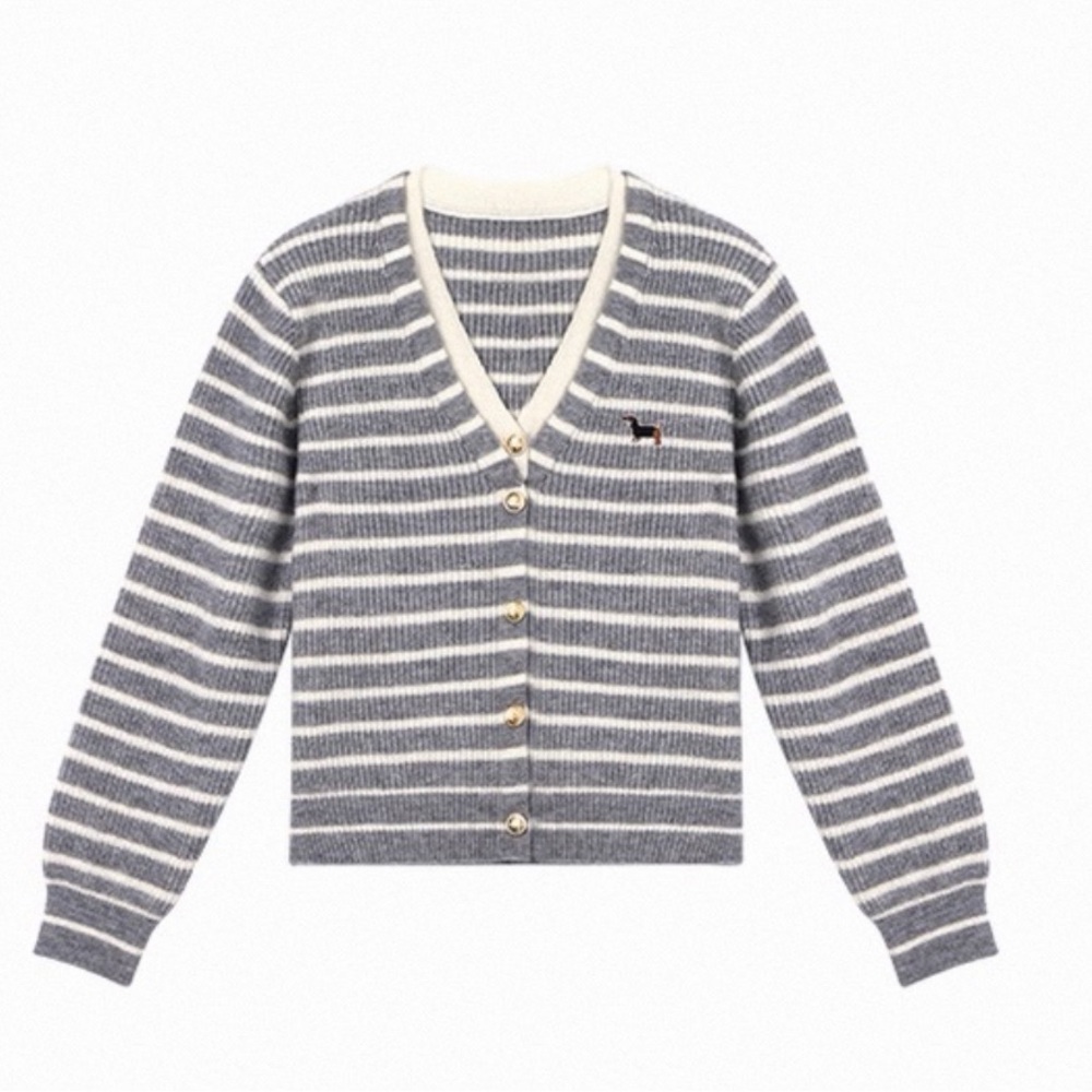 Striped Gray and White Women's Sweater